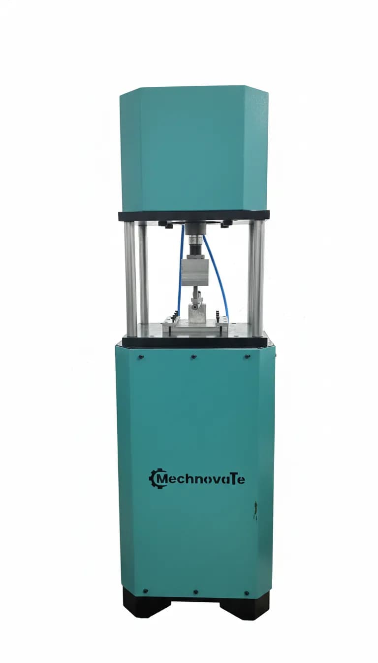 Mechnovate 1 Station Pneumatic Aluminium Punching Machine for precision industrial metal profile fabrication.
